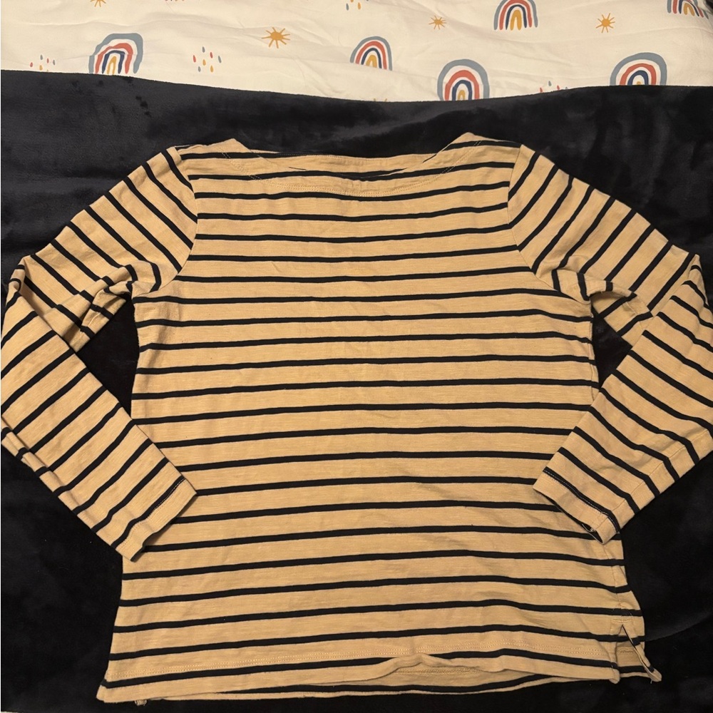 Cleo Tan and Black Striped Long Sleeve Kids Tee